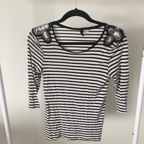 H&M striped shirt w/ jeweled sequins, Size 8 - Picture 8 of 8
